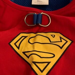 Red Superman Logo Dog Harness and Cape